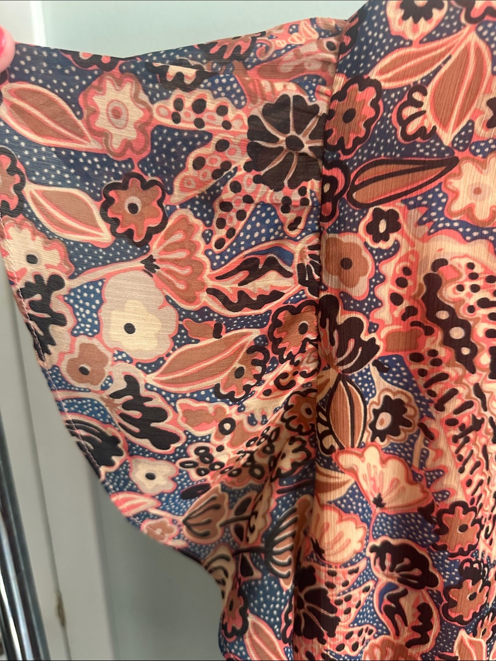 Philosophy Coral and Navy Floral Short-Sleeve Blouse - Picture 3 of 3